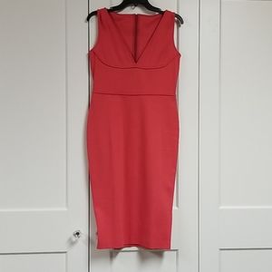 Red deep plunge dress